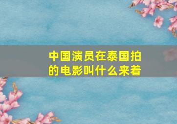 中国演员在泰国拍的电影叫什么来着