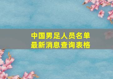 中国男足人员名单最新消息查询表格