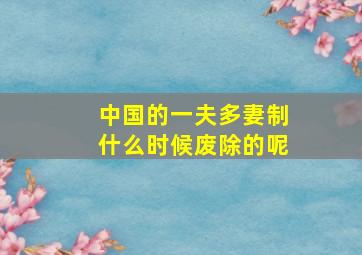 中国的一夫多妻制什么时候废除的呢