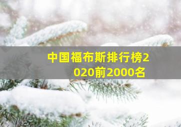 中国福布斯排行榜2020前2000名