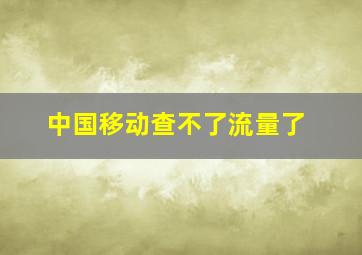 中国移动查不了流量了