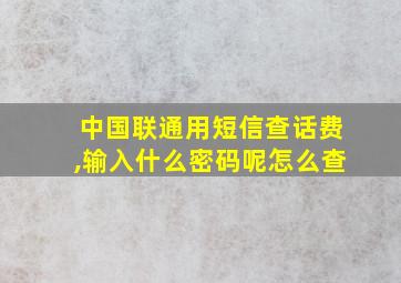 中国联通用短信查话费,输入什么密码呢怎么查