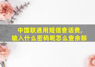 中国联通用短信查话费,输入什么密码呢怎么查余额