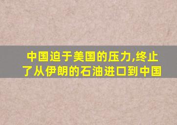 中国迫于美国的压力,终止了从伊朗的石油进口到中国