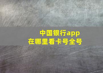 中国银行app在哪里看卡号全号