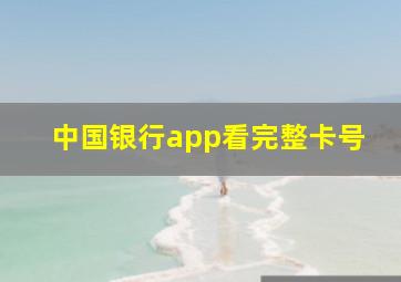 中国银行app看完整卡号