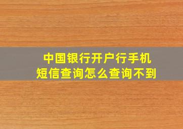 中国银行开户行手机短信查询怎么查询不到