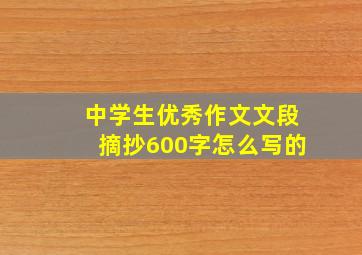 中学生优秀作文文段摘抄600字怎么写的