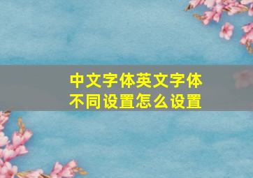 中文字体英文字体不同设置怎么设置