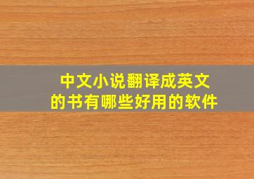 中文小说翻译成英文的书有哪些好用的软件