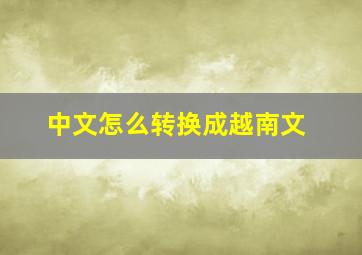 中文怎么转换成越南文