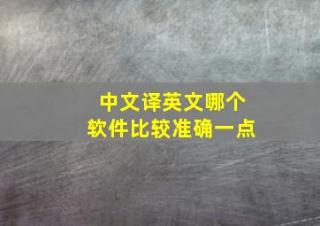 中文译英文哪个软件比较准确一点