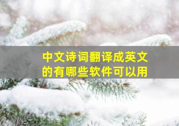 中文诗词翻译成英文的有哪些软件可以用