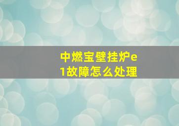 中燃宝壁挂炉e1故障怎么处理