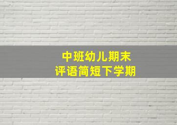 中班幼儿期末评语简短下学期