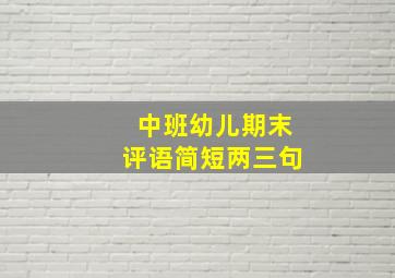 中班幼儿期末评语简短两三句