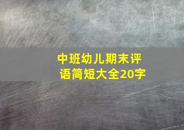 中班幼儿期末评语简短大全20字