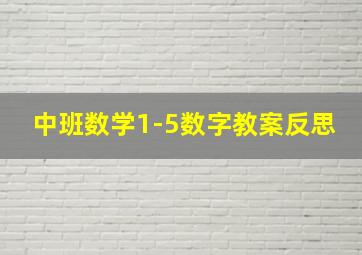 中班数学1-5数字教案反思