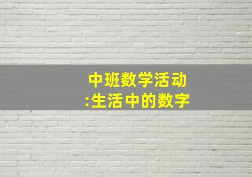 中班数学活动:生活中的数字