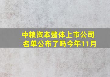 中粮资本整体上市公司名单公布了吗今年11月