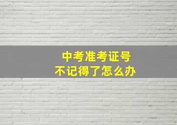 中考准考证号不记得了怎么办