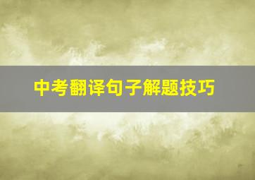 中考翻译句子解题技巧