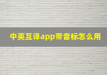 中英互译app带音标怎么用