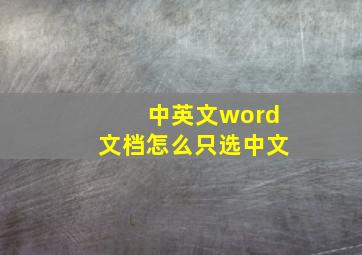 中英文word文档怎么只选中文