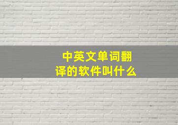 中英文单词翻译的软件叫什么