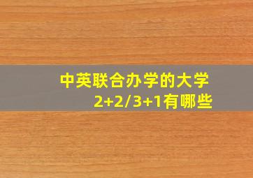 中英联合办学的大学2+2/3+1有哪些