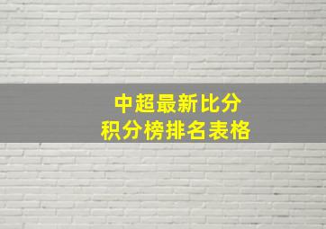 中超最新比分积分榜排名表格