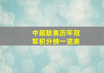 中超联赛历年冠军积分榜一览表