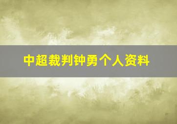 中超裁判钟勇个人资料