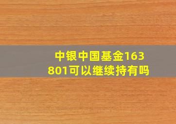 中银中国基金163801可以继续持有吗