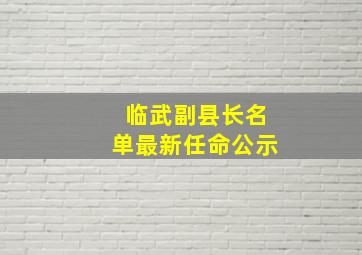 临武副县长名单最新任命公示