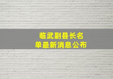 临武副县长名单最新消息公布