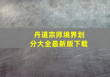 丹道宗师境界划分大全最新版下载