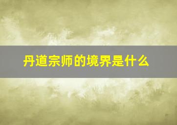 丹道宗师的境界是什么