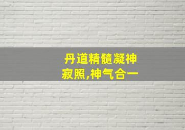 丹道精髓凝神寂照,神气合一