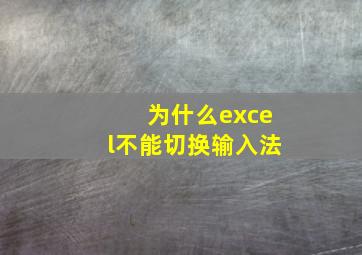 为什么excel不能切换输入法