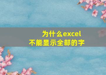 为什么excel不能显示全部的字