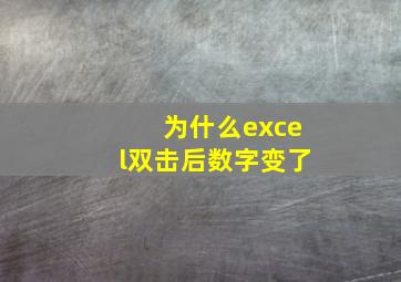 为什么excel双击后数字变了