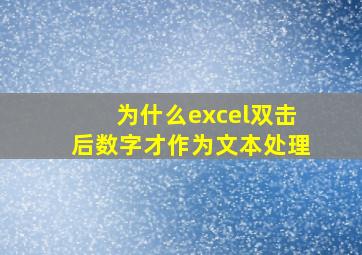 为什么excel双击后数字才作为文本处理