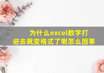 为什么excel数字打进去就变格式了呢怎么回事