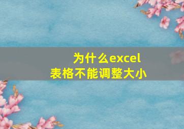 为什么excel表格不能调整大小