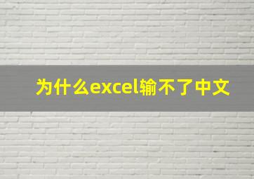 为什么excel输不了中文