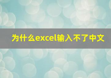 为什么excel输入不了中文