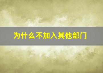 为什么不加入其他部门