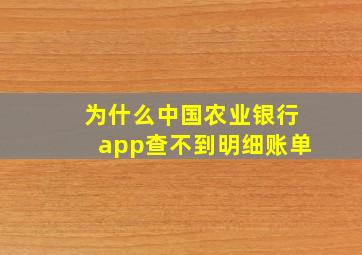 为什么中国农业银行app查不到明细账单