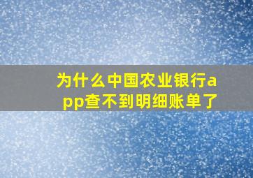 为什么中国农业银行app查不到明细账单了